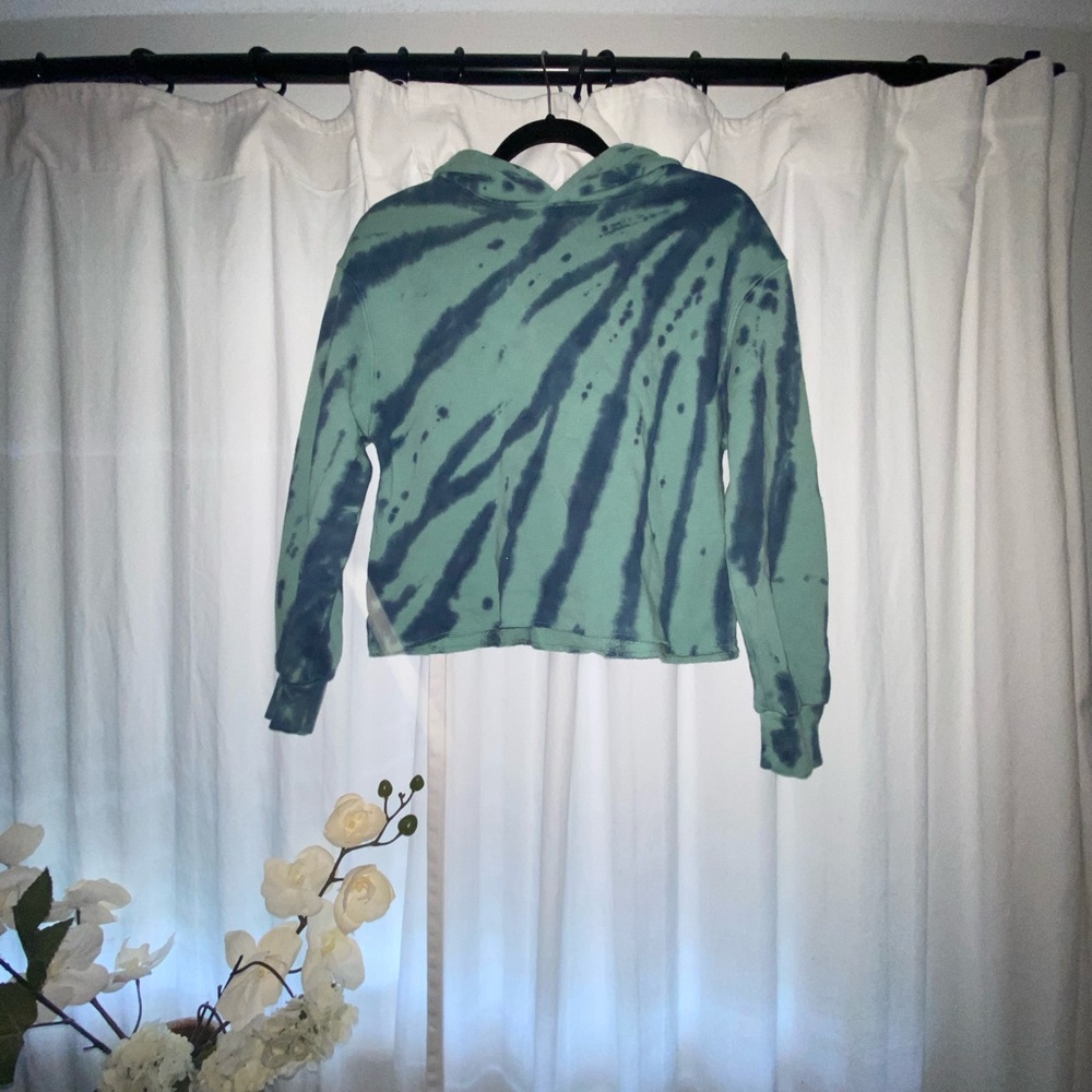 Blue and green tie dye hoodie